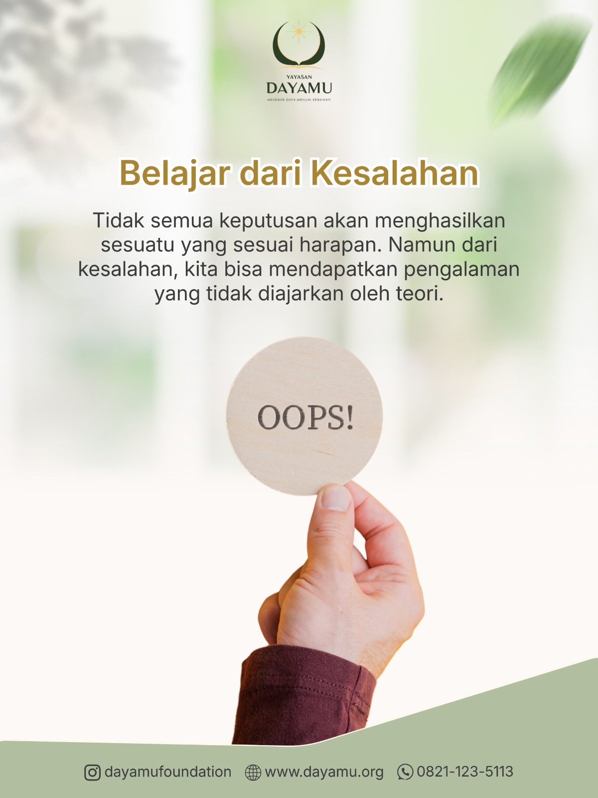 Belajar dari Kesalahan, Bertumbuh Jadi Lebih Baik